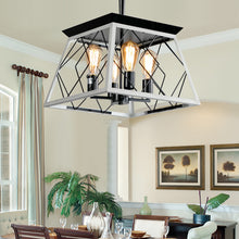 Load image into Gallery viewer, White Farmhouse Lantern Chandelier Dining Room Vintage Chain Chandelier (No Bulbs)