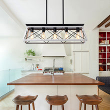 Lade das Bild in den Galerie-Viewer, 31.5" White Farmhouse Chandelier Dining Room Rectangular Island Light Metal Chandelier