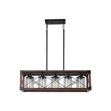 Charger l'image dans la galerie, 31.5" Black & Red Farmhouse Chandelier Dining Room Rectangular Island Light Metal Chandelier (No Bulb)