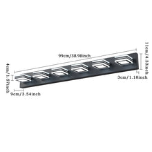 Загрузить изображение в средство просмотра галереи, LED Modern Black Vanity Light Bathroom Acrylic Mirror Front Light Rectangular 6 Lights