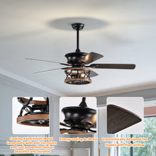 Load image into Gallery viewer, 52" Farmhouse Ceiling Fan Light 3 Light Ceiling Fan Vintage Drum Pendant Light