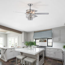 Load image into Gallery viewer, 52" Double Crystal Shade Crystal Ceiling Fan Light Vintage Chandelier Reversible 3-speed Silent Ceiling Fan