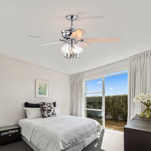 Load image into Gallery viewer, 52" Glass Chandeliers Fan with Remote, Classic, Glam, Traditional, Transitional, Chrome