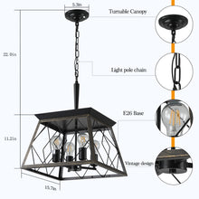 Load image into Gallery viewer, Golden Black Farmhouse Lantern Chandelier Dining Room Vintage Chain Chandelier (No Bulbs)