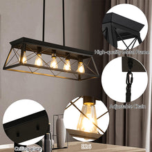 Load image into Gallery viewer, 31.5" Black Farmhouse Chandelier Dining Room Rectangular Island Light Metal Chandelier