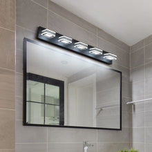 Carregar imagem no visualizador da galeria, 32" Black Vanity Light Modern Bathroom LED Mirror Light Rectangular 5 Lights