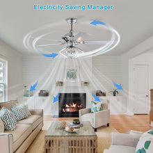 Load image into Gallery viewer, 52" Dual Wood 5-Blade Crystal Ceiling Fan with Remote