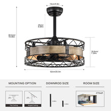 Load image into Gallery viewer, 20.5" Caged Ceiling Fan 5 ABS Blades with  Remote Control,Timer, 3 Speeds Indoor Ceiling Fan for (No include Bulbs)