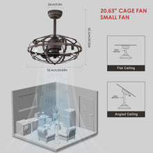 Load image into Gallery viewer, 21" Matte Black Cage Ceiling Fan Industrial Style Remote Control Ceiling Fan Light Kit 3-Speed Timer Ceiling Fan