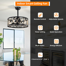 Carregar imagem no visualizador da galeria, 20.4''  5 ABS Fan Blades, Modern Ceiling Fan with Remote Control, Noiseless Reversible AC Motor Matte Black