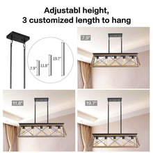 Load image into Gallery viewer, 31.5" Walnut Farmhouse Chandelier Dining Room Rectangular Island Light Metal Chandelier