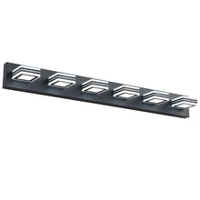 Загрузить изображение в средство просмотра галереи, LED Modern Black Vanity Light Bathroom Acrylic Mirror Front Light Rectangular 6 Lights