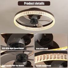 Charger l'image dans la galerie, 19.7" Simple LED Ring Chandelier Fan Modern Recessed Ceiling Light Chandelier Brown Ceiling Fan Light