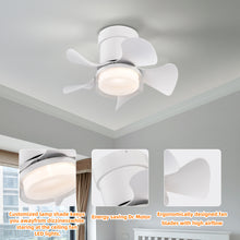 Load image into Gallery viewer, 21" Matte White Recessed Ceiling Fan Light, Controllable Color Temperature Ceiling Fan Light, Remote Control Low Noise Ceiling Fan Light