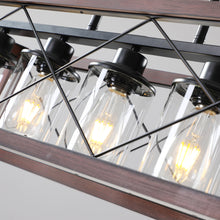 Charger l'image dans la galerie, 31.5" Black & Red Farmhouse Chandelier Dining Room Rectangular Island Light Metal Chandelier (No Bulb)
