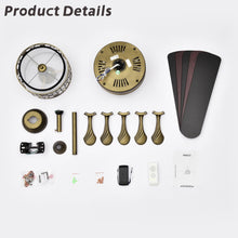 Load image into Gallery viewer, 52" Vintage Bronze Crystal Ceiling Fan Light with 5 Wood Two-Tone Blades, Remote Control 3-Speed Reversible Ceiling Fan