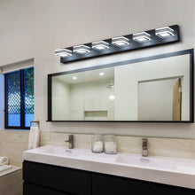 Загрузить изображение в средство просмотра галереи, LED Modern Black Vanity Light Bathroom Acrylic Mirror Front Light Rectangular 6 Lights