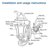 Cargar imagen en el visor de la galería, Outdoor Waterproof Glass Retro Light Sensing Wall Lamp Outdoor Lighting Decoration