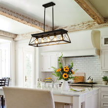 Load image into Gallery viewer, 31.5" Black Farmhouse Chandelier Dining Room Rectangular Island Light Metal Chandelier