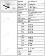 Load image into Gallery viewer, 52'' ABS Blades Ceiling Fan with Lights and Remote (6 Speeds Adjustable) , DC Motor Modern Ceiling Fan with 3 Abs Fan Blades & 2 down Rods, Indoor Ceiling Fan with Light