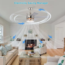 Cargar imagen en el visor de la galería, 52-inch 5-blade Plywood Blades Ceiling Fan ,Dual Lamp Shade Ceiling Fan with Remote Control (Optional Remote) - Satin Nickel