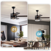 Загрузить изображение в средство просмотра галереи, 52-inch 5-blade Lighted Ceiling Fan with Remote Control , Glass Shade (Optional Remote) --Matte Black