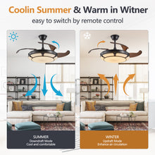 Cargar imagen en el visor de la galería, Modern Minimalist Invisible Ceiling Fan Light - Retractable Fan With LED Fixtures
