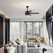 Загрузить изображение в средство просмотра галереи, 52-inch 5-blade Lighted Ceiling Fan with Remote Control , Glass Shade (Optional Remote) --Matte Black