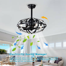 Carregar imagem no visualizador da galeria, 18" Matte Black Cage Ceiling Fan Light Industrial Style Ceiling Fan Light Kit Three-speed Adjustment Ceiling Fan