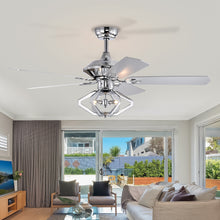 Load image into Gallery viewer, 52" Dual Wood 5-Blade Crystal Ceiling Fan with Remote