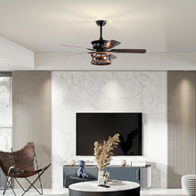 Load image into Gallery viewer, 52" Farmhouse Ceiling Fan Light 3 Light Ceiling Fan Vintage Drum Pendant Light