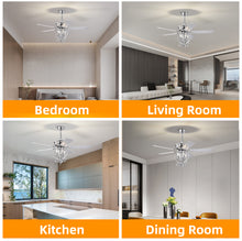 Load image into Gallery viewer, 52” 4 Lights Ceiling Fan with 5 Wood Blades, Two-Color Fan Blade, AC Motor, Remote Control, Reversible Airflow, 3-Speed, Adjustable Height, Traditional Ceiling Fan (Silver)