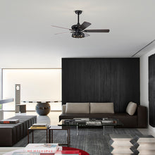 Load image into Gallery viewer, 52'' Farmhouse Ceiling Fan Dual Finish Blades Industrial Fandelier --Matte Black