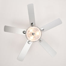 Load image into Gallery viewer, 52" Elegant Ceiling Fan Light with Remote, Crystal Chandelier Fan 5 Chrome Reversible Wood Blades