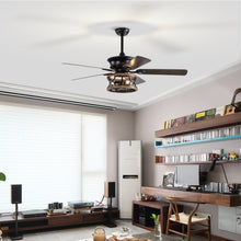 Load image into Gallery viewer, 52" Farmhouse Ceiling Fan Light 3 Light Ceiling Fan Vintage Drum Pendant Light