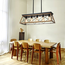 Load image into Gallery viewer, 31.5" Walnut Farmhouse Chandelier Dining Room Rectangular Island Light Metal Chandelier