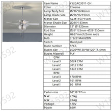 Загрузить изображение в средство просмотра галереи, 52-inch Indoor Ceiling Fan with Pull Chain, Reversible AC motors , Pull Chain--Chrome (No Include Bulb)