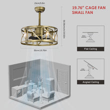 Load image into Gallery viewer, 20'' Small size ceiling fan with kit ,5 ABS blades Antique brown decorate ceiling fan light with Remote control for bedroom
