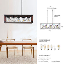 Charger l'image dans la galerie, 31.5" Black & Red Farmhouse Chandelier Dining Room Rectangular Island Light Metal Chandelier (No Bulb)