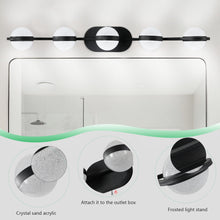 Load image into Gallery viewer, 35.4" Modern Bathroom Black Mirror Light Wall Mounted Vanity Light Globe 5 Lights