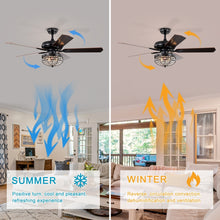 Load image into Gallery viewer, 52" Luxury Crystal Ceiling Fan Light Traditional Matte Black Ceiling Fan Reversible 3-speed Ceiling Fan, 1H/2H/4H/8H Timer