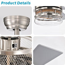 Cargar imagen en el visor de la galería, 52-inch 5-blade Plywood Blades Ceiling Fan ,Dual Lamp Shade Ceiling Fan with Remote Control (Optional Remote) - Satin Nickel
