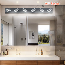 Загрузить изображение в средство просмотра галереи, LED Modern Black Vanity Light Bathroom Acrylic Mirror Front Light Rectangular 6 Lights