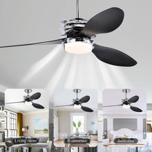 Load image into Gallery viewer, 52'' ABS Blades Ceiling Fan with Lights and Remote (6 Speeds Adjustable) , DC Motor Modern Ceiling Fan with 3 Abs Fan Blades & 2 down Rods, Indoor Ceiling Fan with Light
