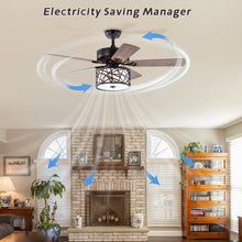 Load image into Gallery viewer, 52'' Low Profile Ceiling Fan with Lights (No Include Bulb), Blade Dark Wood Ceiling Fan