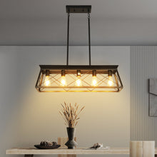 Load image into Gallery viewer, 31.5" Black Farmhouse Chandelier Dining Room Rectangular Island Light Metal Chandelier