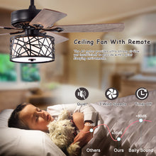 Load image into Gallery viewer, 52'' Low Profile Ceiling Fan with Lights (No Include Bulb), Blade Dark Wood Ceiling Fan