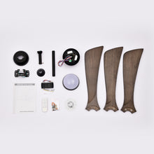 Load image into Gallery viewer, 52" Matte Black + Dark Walnut Remote Control Silent Ceiling Fan Light, Reversible Ceiling Fan