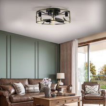 Cargar imagen en el visor de la galería, Modern Style Ceiling Light Green Cage Ceiling Fan Light Remote Controlled Ceiling Fan Light