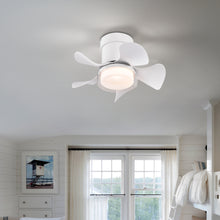 Load image into Gallery viewer, 21" Matte White Recessed Ceiling Fan Light, Controllable Color Temperature Ceiling Fan Light, Remote Control Low Noise Ceiling Fan Light